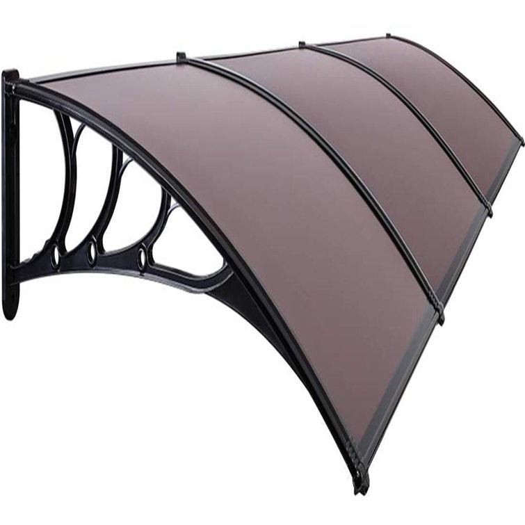 vivohome Polycarbonate Window Door Awning Canopy Brown with Black